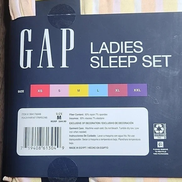 Gap Ladies Sleep Set (Crew Neck & Full Length Pant), Peach Parfait, Size Medium - Picture 4 of 5